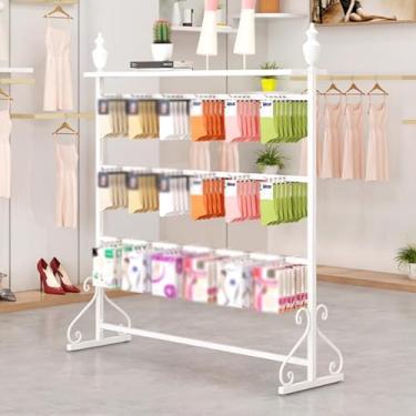 Imagem de JOEUQK Rack de exibição de chão com prateleira superior para roupas íntimas, meias, cachecóis, luvas, lingerie sutiã e calcinha rack, rack de exibição de roupas íntimas de metal