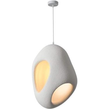 Imagem de WYUYIWH Luzes pendentes de resina criativa nórdica ilha de cozinha wabi sabi luminária pendente de cimento lustres de luz pendente para iluminação interior de casa (cor: 2, tamanho: 28 * 39 cm)