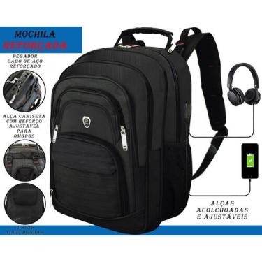 Imagem de Mochila Masculina Feminina Notebook Reforçada Impermeavel Saída USB/FO