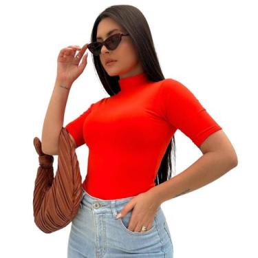 Imagem de Blusa Básica Feminina Suplex Gola Alta Segunda Pele Cacharrel T-shirt 