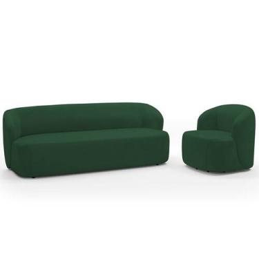 Imagem de Sofá 3 Lugares 205cm Com Poltrona Giratória Orgânica Heidy F04 Veludo 