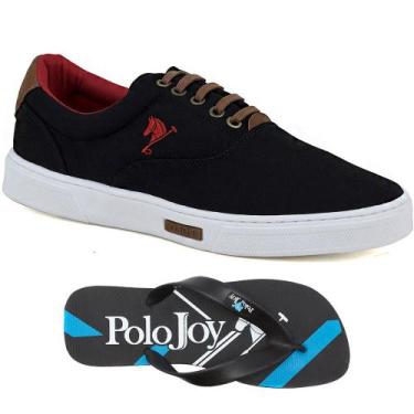 Imagem de Kit 1 Tênis Casual + 1 Chinelo Polo Joy, 42, Preto