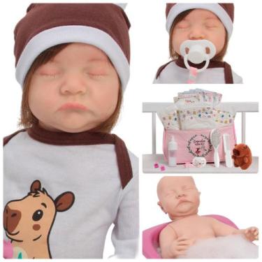 Imagem de Boneca Reborn Lívia Cabelo Implantado Fio a Fio Capivara - Cegonha Reb