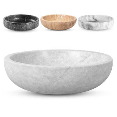 Imagem de Taça decorativa FNTSTICGOODS Travertine 20 cm de diâmetro branca/cinza