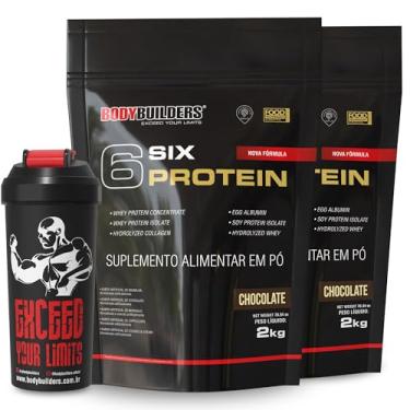 Imagem de Kit 2x 6 Six Protein Chocolate 2kg + Coqueteleira – Bodybuilders