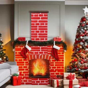 Imagem de Ctosree 22 peças de caixa de lareira de papelão de Natal 3D artificial para decoração de Natal