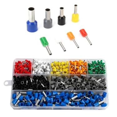 Imagem de Conjunto de terminais de prensa a frio, conectores de garfo pré-isolado/tipo O, mola/tubo, fiação elétrica automotiva de narizes de fio de cobre (E-Tube 800 peças)