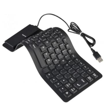 Imagem de Teclado Flexível De Silicone USB Dobrável Resistente à Água Notebook PC Tablet Compacto Para Viagem Ambidestro