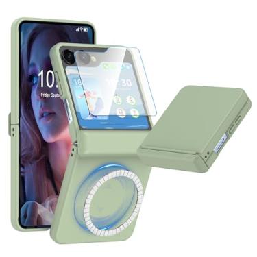 Imagem de Capa magnética projetada para Samsung Galaxy Z Flip 6/5 [compatível com MagSafe] Proteção de dobradiça com protetor de tela capa protetora de policarbonato rígido para mulheres, homens – verde claro