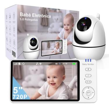 Imagem de CDYCAM Babá Eletronica, 5.0" HD 720P Bebê Câmera com Tela, Tecnologia de sem fio FHSS de 2,4 GHz, Áudio Bidirecional, Monitoramento Temperatura, Visão Noturna, Zoom Digital, Detecção De Som Vox