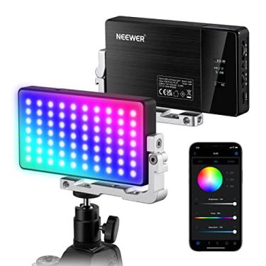 Imagem de NEEWER Luz de vídeo RGB, 2500-10000K CRI97+ luz de selfie na câmera com aplicativo e controle de 2,4 G, 18 cenas de luz, bateria de 4300 mAh para fotografia, SL90