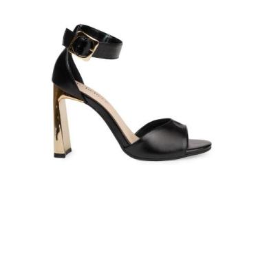 Imagem de Sandália Bebecê Salto Bloco com Tira Frontal e Fivela, Preto, 37