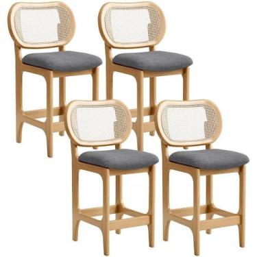 Imagem de Kit 4 Banquetas Baixa Bar Cozinha Sala De Jantar Betta L02 Mel Tela Li