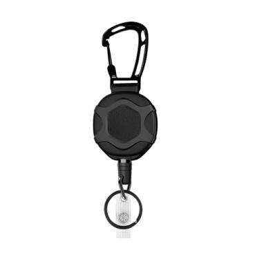 Imagem de Porta-crachá tático - carretel resistente com clipe retrátil, chaveiro, porta-cartão de identificação (preto H)