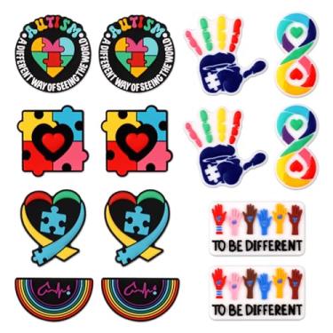 Imagem de 14 contas focais de conscientização do autismo, 7 estilos de contas focais de silicone coloridas decorativas de borracha para caneta, chaveiros, joias, faça você mesmo, colar, pulseira, cordão