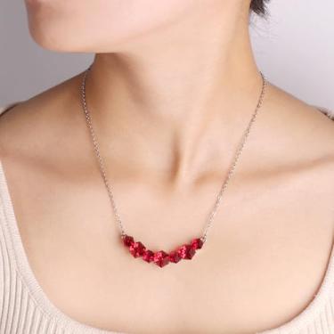 Imagem de Colar com pingente de cristal quadrado hipoalergênico para mulheres, amigas, esposas, noivados, casamentos, Natal, comprimento da corrente 45 + 5 cm YA5052, adjustable, Liga de aço Vidro, Sem Pedra