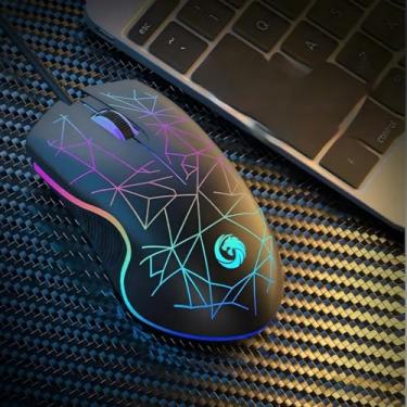 Imagem de Mouse silencioso para jogos com fio, sensor de alta precisão, retroiluminação RGB, mouses ergonômicos para escritório e jogos em Windows/Mac/Linux/Chrome-Black