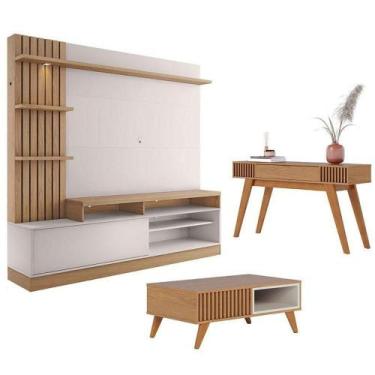 Imagem de Estante Home Theater Maceió Com Mesa De Centro Jeri Freijó Off White E