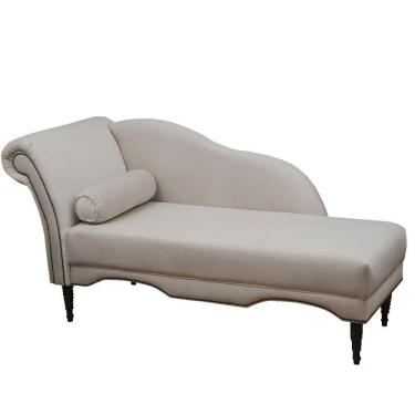 Imagem de Chaise Longue Divã Copenhagen Em Madeira De Reflorestamento Veludo 160cm Star Confort Bege Marfim