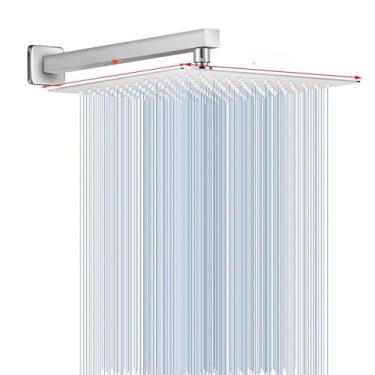 Imagem de Ducha Chuveiro Inox Quadrado 30×30cm Furos De Silicone Com Braco 33cm Cromado(Cromado 20x20cm)