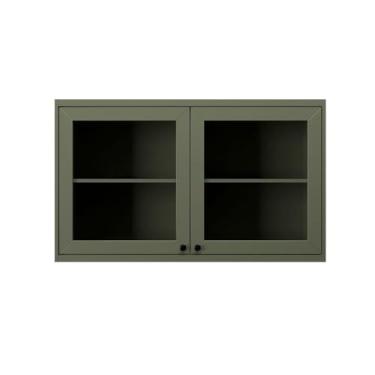 Imagem de Armário Aéreo Mdf Herval Viana, com Vidro, 2 Portas, Verde Hill, 120 cm