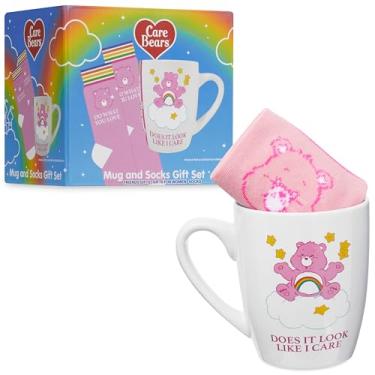 Imagem de Get Trend Conjunto de canecas e meias de ursos carinhosos para mulheres e adolescentes, 315 ml/311.8 g Caneca de chá de café durável com meias casuais de panturrilha, presentes para ela (branco/rosa