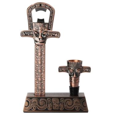 Imagem de Abridor de vinho saca-rolhas abridor de garrafas de vinho Ah So removedor de rolha de vinho com abridor de garrafa (vermelho antigo)