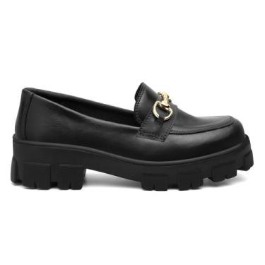 Imagem de Mocassim Feminino Tratorado Oxford Plataforma Blogueira - VK, Preto fi