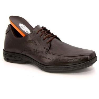 Imagem de Sapato Social Cadarço Oxford Confort Couro Legítimo - BR2, 37, Café, M