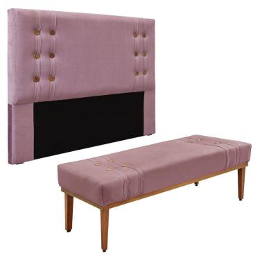 Imagem de Kit Cabeceira E Calçadeira Recamier Casal 1,40M - Lilás