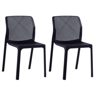 Imagem de Kit Com 2 Cadeiras Capri Estrutura Em Polipropileno Fratini Preto