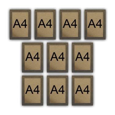 Imagem de Kit 10 Molduras Quadro Certificado Diploma A4 Com Fundo Mdf Titulos Moldura Madeira