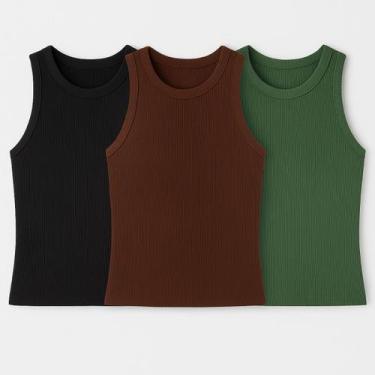 Imagem de Kit 3 Blusas Feminina Ribana Algodão Premium - 77VS LEVOSCH, Preto, Ma