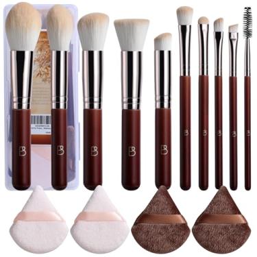 Imagem de BS-MALL Conjunto de 10 pincéis de maquiagem para viagem – Conjunto de pincéis de maquiagem compacto e portátil com estojo de pincéis de maquiagem – Pincéis profissionais de cerdas macias para uso