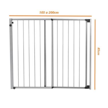 Imagem de Portão D Correr Largura Regulável 105 A 200Cm Alumínio Cinza