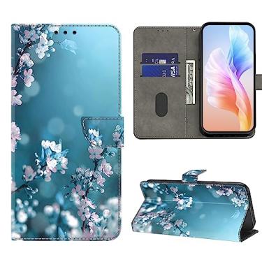 Imagem de VODEFOX Capa de celular para Google Pixel 10/10 Pro/Pixel 9/9 Pro, capa protetora de couro PU flip com suporte para cartão - flor de ameixa