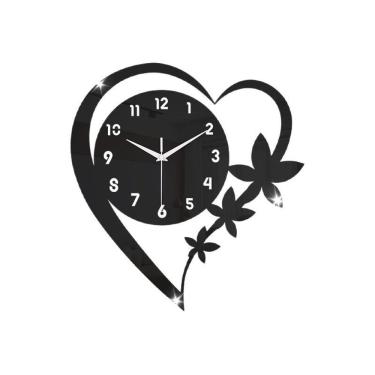 Imagem de Relógio de parede Modern Heart & Flower Design 30cm em acrílico