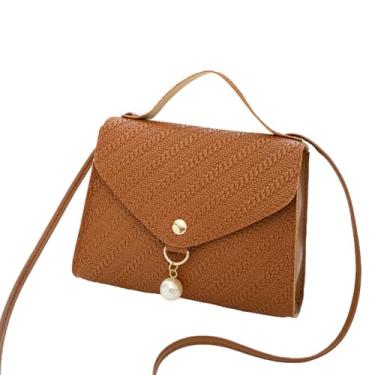 Imagem de Bolsa transversal pequena para mulheres, bolsas de ombro, bolsas de mão com alça ajustável bolsa de ombro elegante feminina, Marrom, Simplicidade