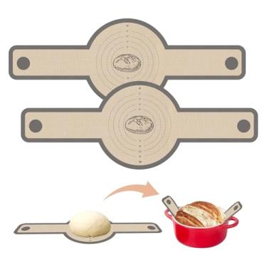 Imagem de 2 peças de silicone para pão, tapetes de cozimento reutilizáveis antiaderentes, forros de forno holandês fáceis de limpar, suprimentos de panificação