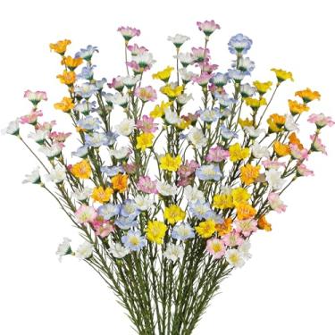 Imagem de CITYES 16 peças de flores silvestres artificiais com hastes de seda a granel, palitos florais multicoloridos, ramos falsos de forsítia, arranjos de flores silvestres artificiais para decoração de casa