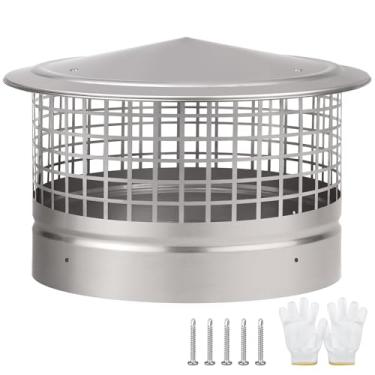 Imagem de Tampa de chaminé superior de cone de 35,5 cm com tela, cobertura de chaminé de chuva de telhado redondo de 35,5 cm para lareira tubo de fogão de madeira tampa de chuva para lareira proteção de