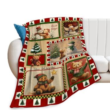 Imagem de Cobertor de Natal, cobertor de ursinho de pelúcia, cobertores de boneco de neve, pelúcia de flanela para mulheres, homens, meninos, meninas, adultos, roupa de cama macia para sofá-cama, escritório