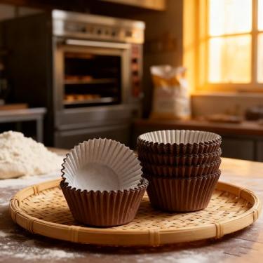 Imagem de Forros de cupcake para assar, pacote com 100 embalagens de muffin, copos de papel para festa, férias, uso doméstico e cozinha