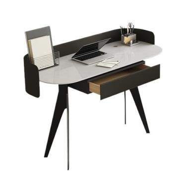 Imagem de Mesa de trabalho Mesa de escrita moderna 47,2" com gaveta, mesa para laptop tampo laje rocha, para PC individual para espaços pequenos