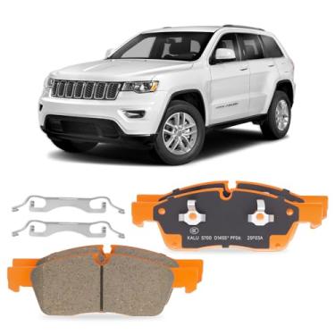 Imagem de KALUJ D1455 Conjuntos de pastilhas de freio dianteiras de cerâmica compatíveis com Dodge Durango 2011 2012 2013 2014 2015 2016 2017 2018 2019 2020, para Jeep Grand Cherokee 2011 2012 2013 2014 2015
