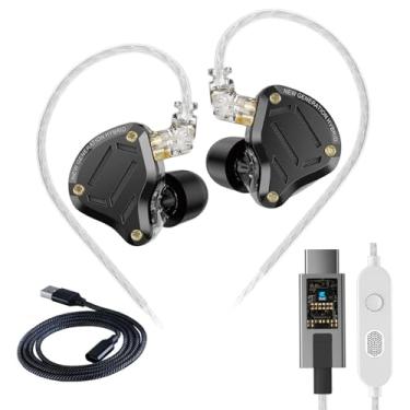 Imagem de KZ ZS10 Pro 2 USB C Fones de ouvido intra-auriculares híbridos 4BA+1DD Driver com microfone duplo, fones de ouvido com ajuste confortável para graves profundos para jogos móveis – Placa de som DSP
