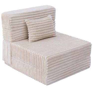 Imagem de Fvkind Sofá-cama dobrável individual, cama de futon conversível com travesseiro, sofá dobrável, sofá dobrável, sofá de espuma confortável para sala de estar, quarto, dormitório, quarto de hóspedes