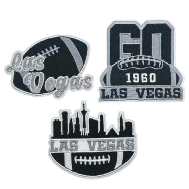 Imagem de 3 peças de artesanato de arte para fãs de futebol DIY acessórios de vestuário, estilos esportivos bordados, acabamento de aplique de costura DIY e enfeites para Las Vegas