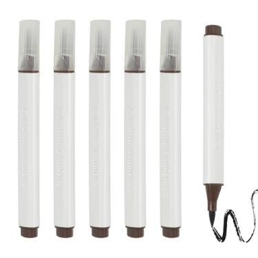 Imagem de PATIKIL Caneta de aquarela de arte, 6 peças, caneta de aquarela triangular de ponta macia para escritório, artesanato, álbuns, escrita, diário, desenho, caligrafia, preto, marrom