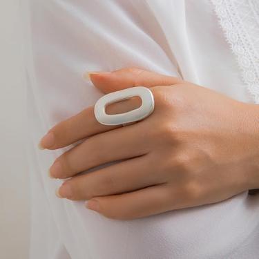 Imagem de Anel feminino moderno com design criativo vazado em ouro grosso para joias femininas, Medium, Latão, Sem pedra preciosa